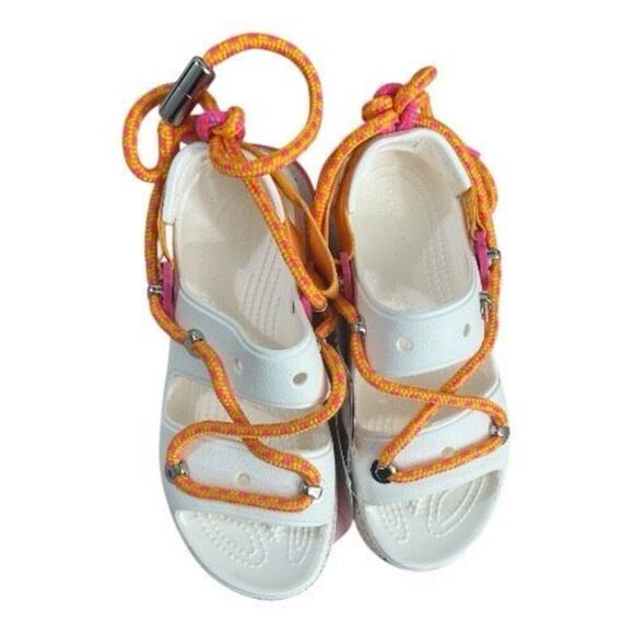 Crocs Hiker Xscape Festival Platform Sandals White Pink Women Size 6 Open Toe - Picture 7 of 14